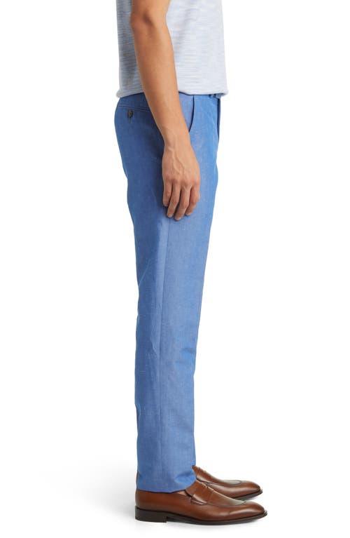 Ted Baker London Jerome Flat Front Linen & Cotton Slub Dress Pants In Light Blue