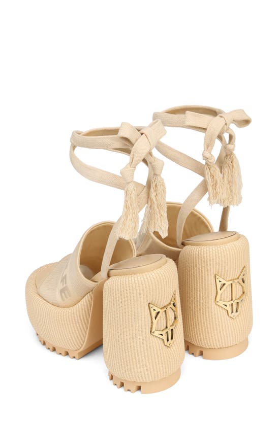 Shop Naked Wolfe Beach Ankle Tie Raffia Platform Sandal In Off White-raffia