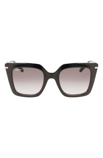 Ferragamo Gancini 51mm Rectangular Sunglasses In Black
