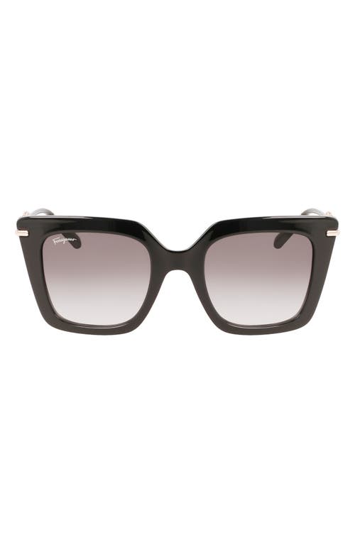 FERRAGAMO Gancini 51mm Rectangular Sunglasses in Black at Nordstrom
