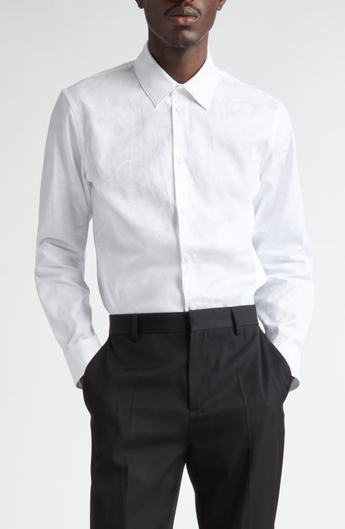 Versace Barocco Jacquard Button-Up Shirt Optical White at Nordstrom,