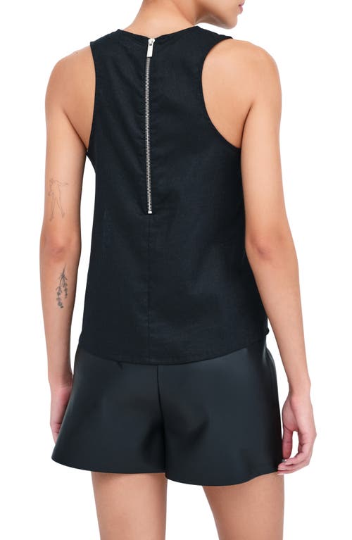 Shop Marcella Mckinley Sleeveless Linen & Cotton Top In Black