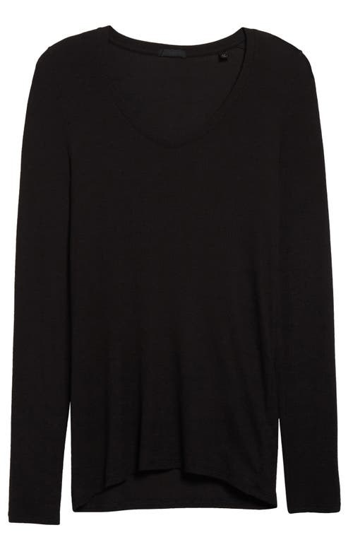 Shop Atm Anthony Thomas Melillo Rib V-neck Long Sleeve Top In Black