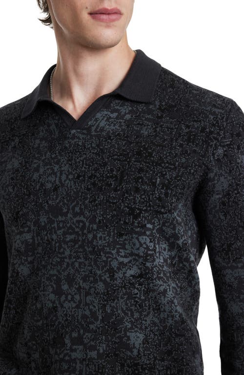 Shop John Varvatos Oliver Organic Cotton Jacquard Sweater In Charcoal Heather