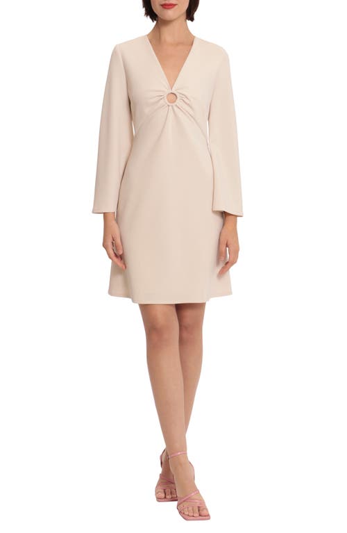 DONNA MORGAN FOR MAGGY O-Ring Flare Long Sleeve Minidress in Horn