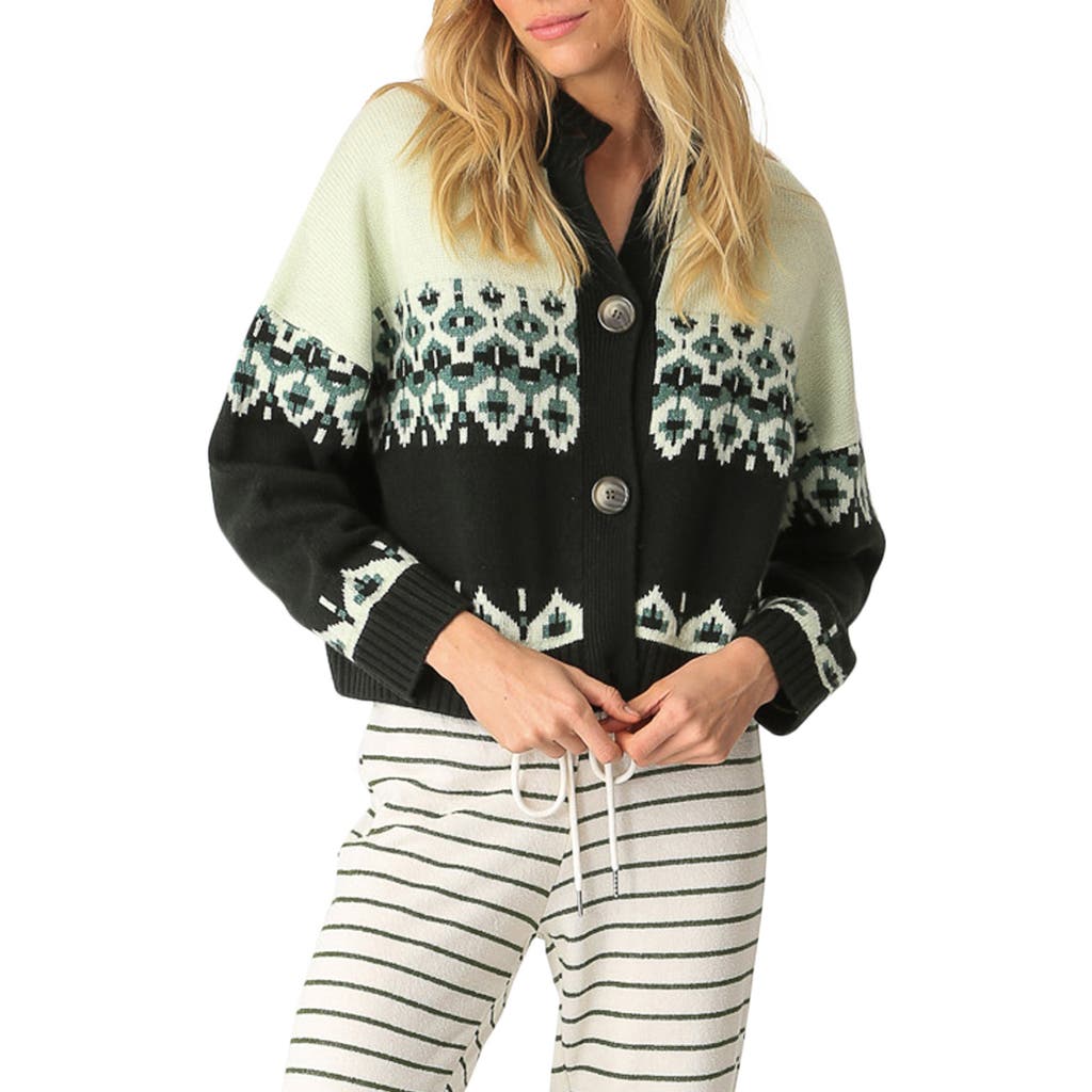 Electric & Rose Rudi Fair Isle Merino Wool & Cashmere Blend Cardigan in Pine