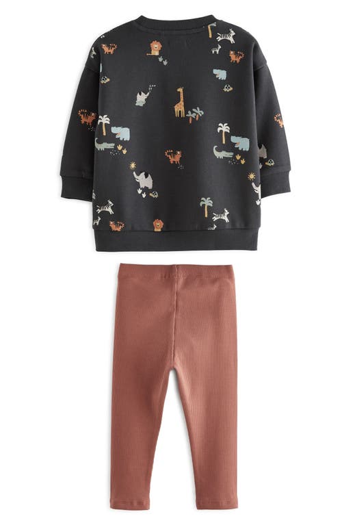 Shop Next Kids' Animal Print Sweatshirt & Leggings Set In Black