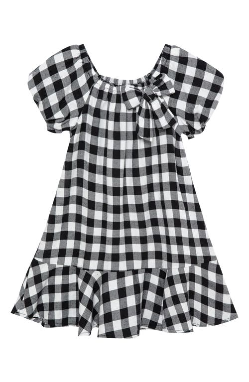 Habitual Kids Kids' Gingham Puff Sleeve Cotton Dress in Off-White
