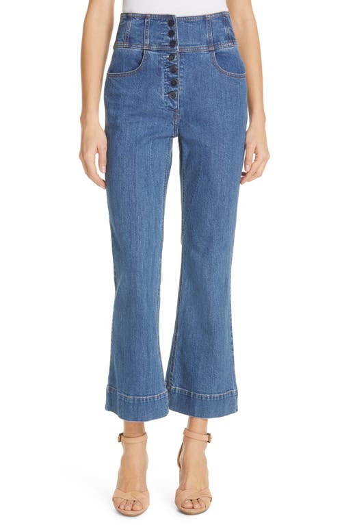 Ulla Johnson Ellis High Waist Crop Flare Jeans in Mid Wash