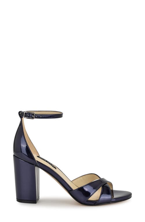 Shop Nine West Saile Ankle Strap Sandal In Dark Blue