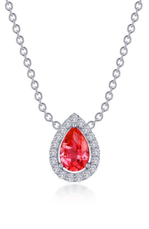 Fancy Lab Grown Sapphire Pendant Necklace in Red