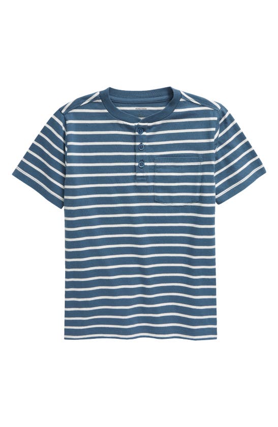 Shop Nordstrom Kids' Stripe Pocket Henley In Blue Del Mar Preppy Stripe