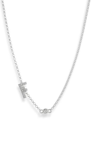 Meshmerise Bezel Diamond Initial Chain Necklace In White-f
