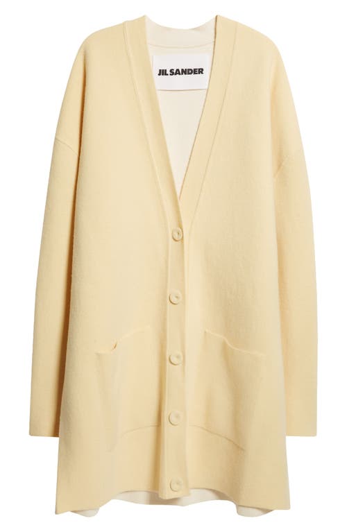 Shop Jil Sander Oversize Wool & Cashmere Blend Double Face Cardigan In Lemon Butter