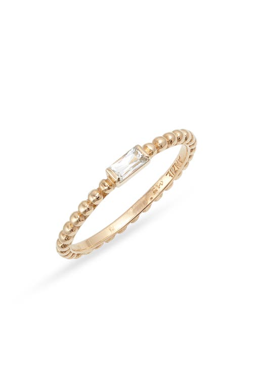 Dewdrop White Topaz Stacking Ring in Yellow Gold/White