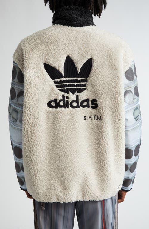 Shop Adidas X Song For The Mute X Song For The Mute Recycled Polyester Fleece Jacket In Beige/black Multi