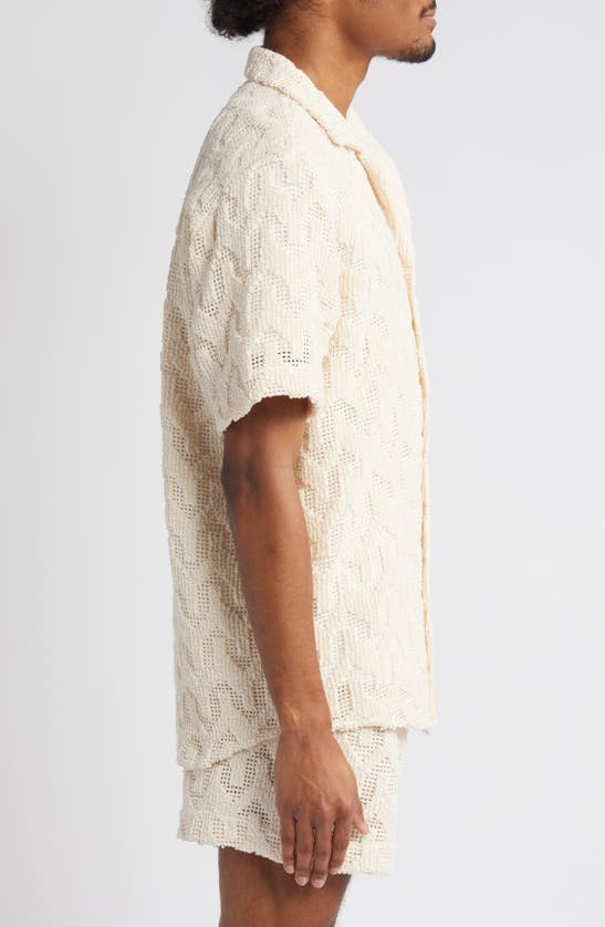 Shop Oas Atlas Crochet Camp Shirt In Off White