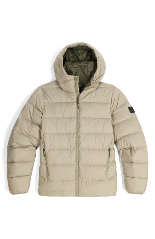 Shop Outdoor Research Coldfront 700 Fill Power Down Insulated Hooded Ripstop Packable Puffer Jacket In Pro Khaki