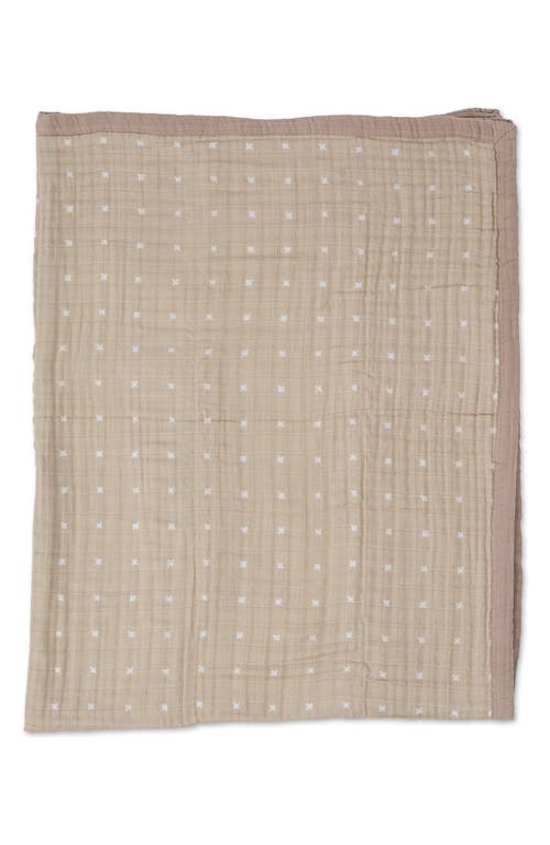 little unicorn Kids' Cotton Muslin Quilted Throw in Taupe Cross at Nordstrom
