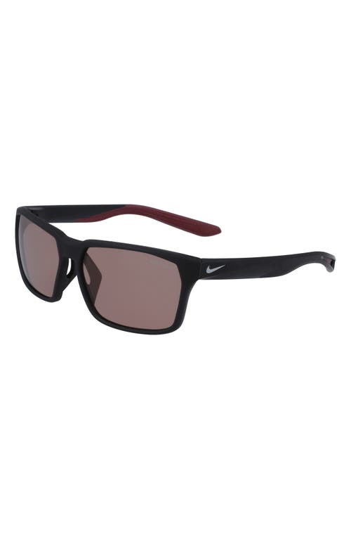 Nike Maverick Rge 59mm Rectangular Sunglasses In Matte Black/course Tint