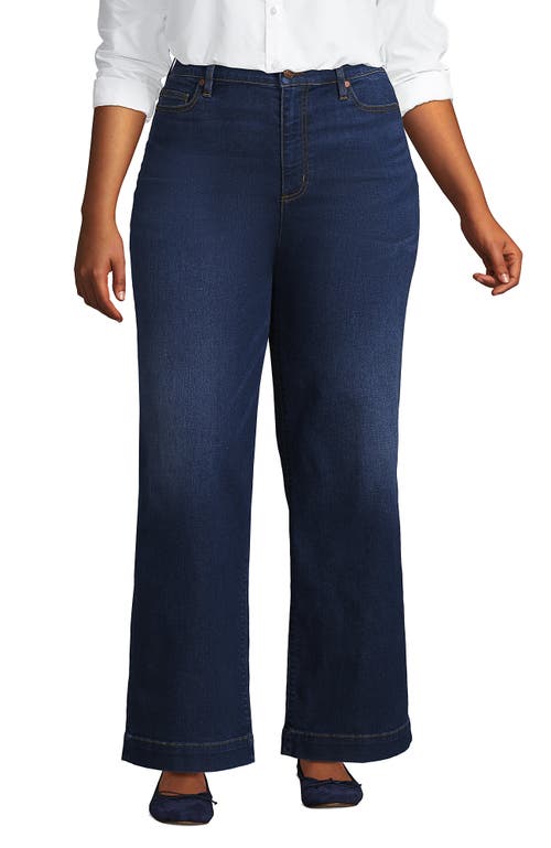 Lands' End Recover High Rise Wide Leg Blue Jeans In Royal Indigo