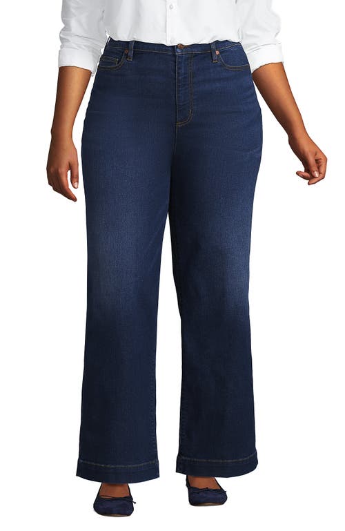 Shop Lands' End Plus Size Recover High Rise Wide Leg Blue Jeans In Royal Indigo