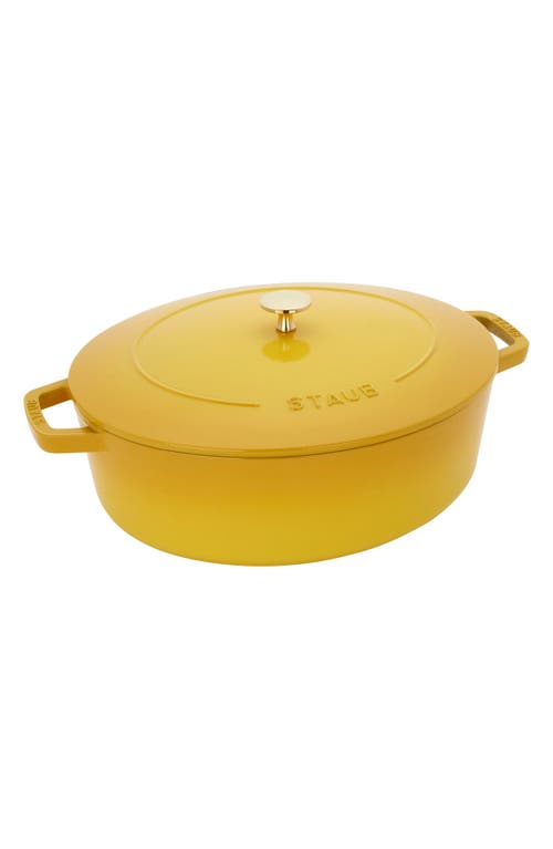 Staub 6.25-Quart Enameled Cast Iron Shallow Oval Dutch Oven in Citron 