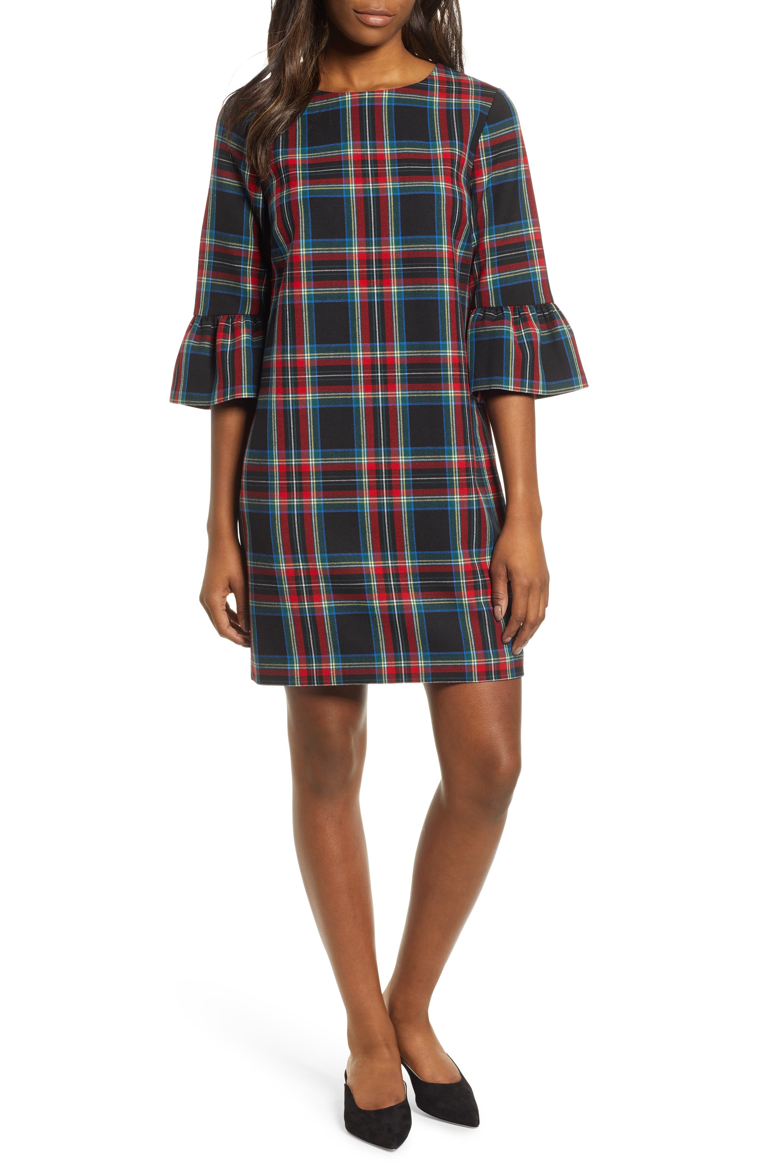 plaid shift dress