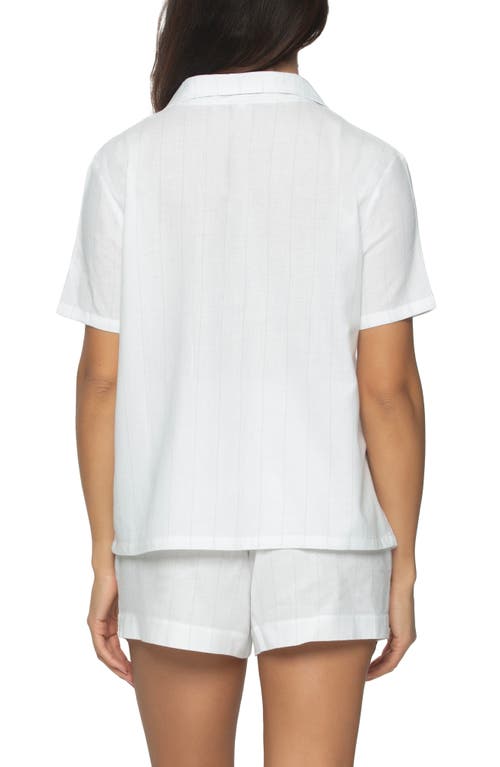 Felina Mirielle Short Pajamas In White Grey Stripe
