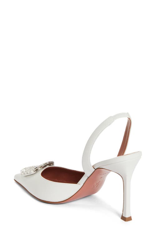 Amina Muaddi Camelia Crystal Buckle Slingback Pump In White