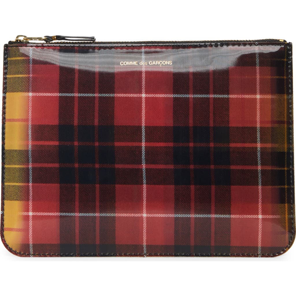 COMME DES GARÇONS COMME DES GARÇONS WALLETS LARGE LENTICULAR TARTAN COATED LEATHER ZIP POUCH
