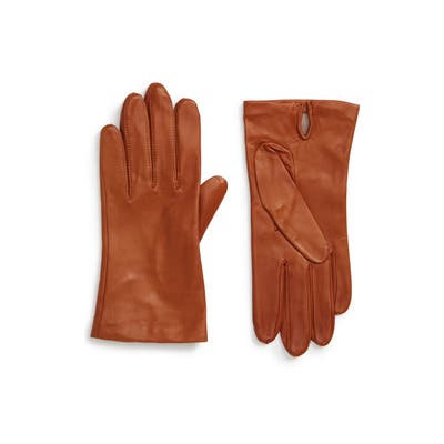 Nordstrom Lambskin Leather Gloves, Brown