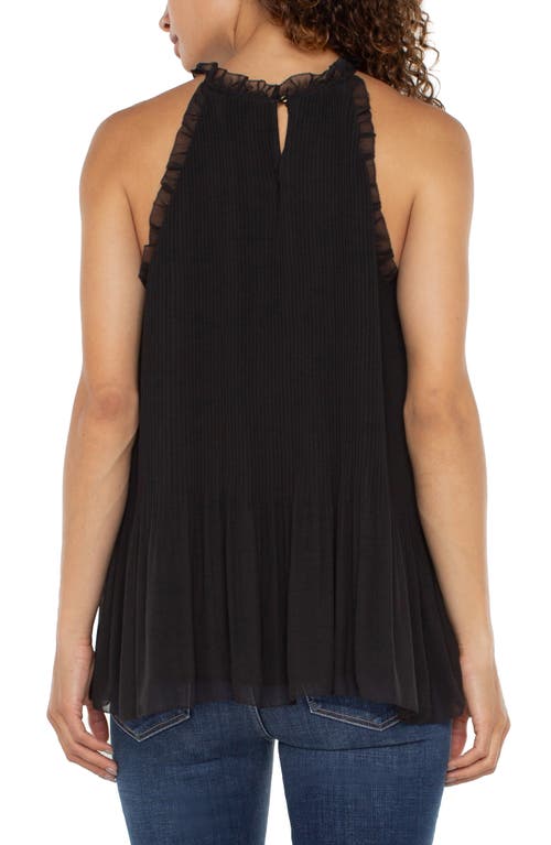 Shop Liverpool Sleeveless Ruffle Plissé Top In Black