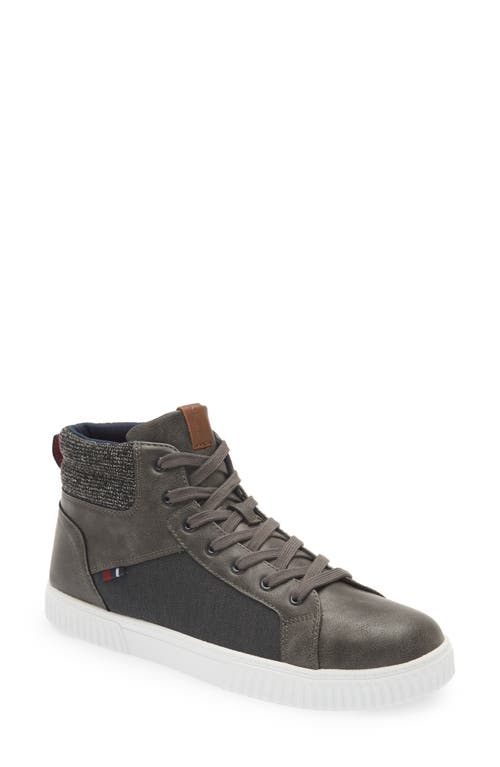 Ben Sherman Marcus Mixed-Media High-Top Sneaker in Charcoal Canvas