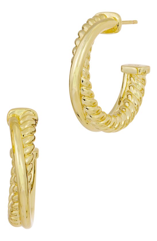 Savvy Cie Jewels Rope Textured Hoop Earrings In Gold