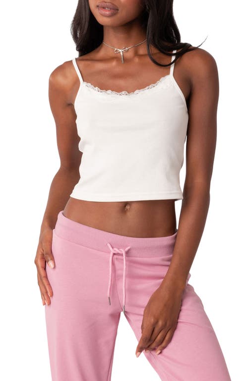 EDIKTED Lace Trim Crop Camisole White at Nordstrom,