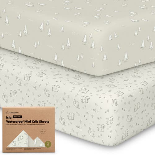 Keababies 2-pack Isla [protect+] Waterproof Mini Crib Sheets In Pine Grove