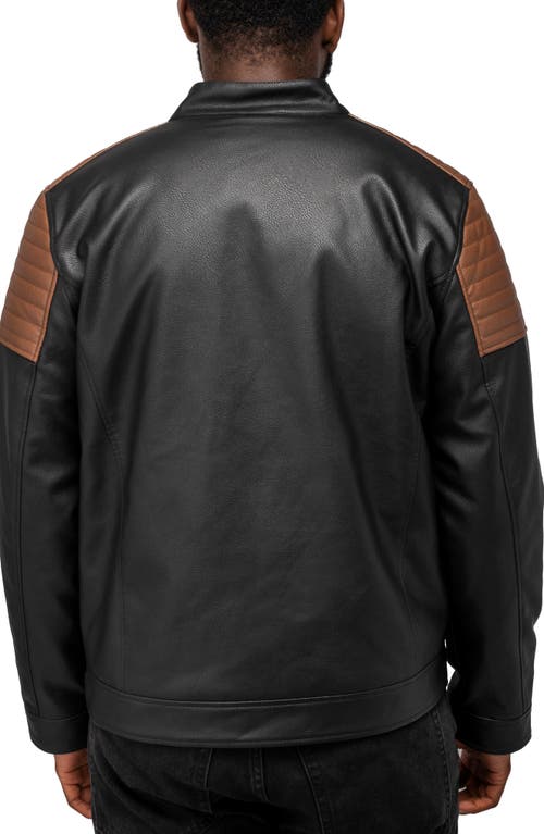 Shop X-ray Xray Colorblock Faux Leather Moto Jacket In Brown/black