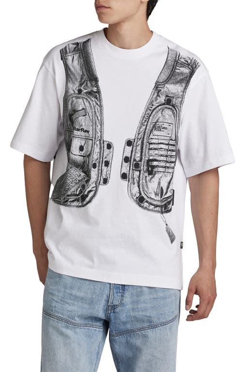 Shop G-star Archive Vest Boxy Organic Cotton Graphic T-shirt In White