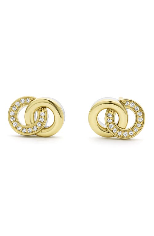 Shop Lagos Signature Caviar Two-tone Interlocking Diamond Stud Earrings