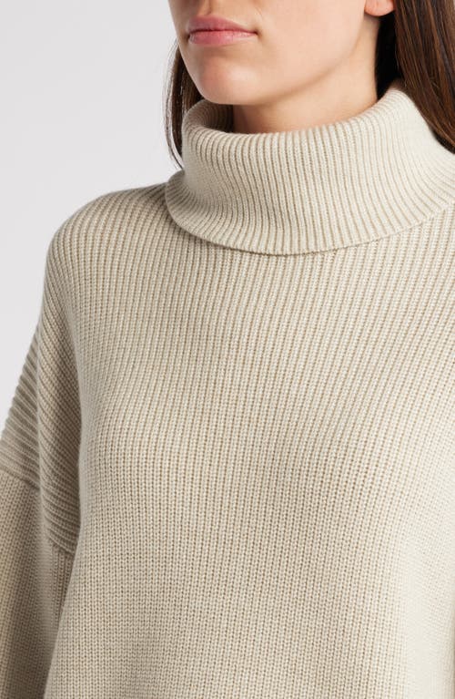 Shop Hugo Boss Boss Fernadina Virgin Wool Turtleneck Sweater In Beige Melange