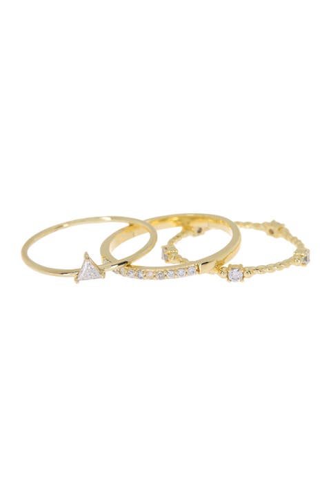 14K Gold Plated CZ Delicate Stackable Ring Set