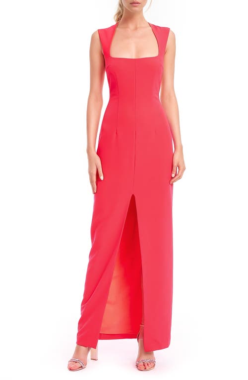 Square Neck Sheath Gown in Coral