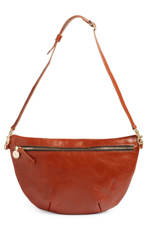 Clare V Sac Bretelle Leather Shoulder Bag In White Rustic
