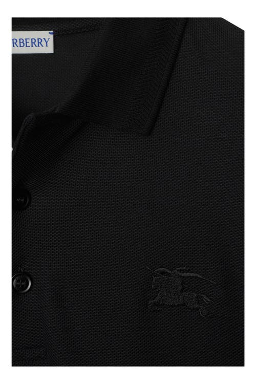 Shop Burberry Long-sleeve Cotton Polo Shirt In Black