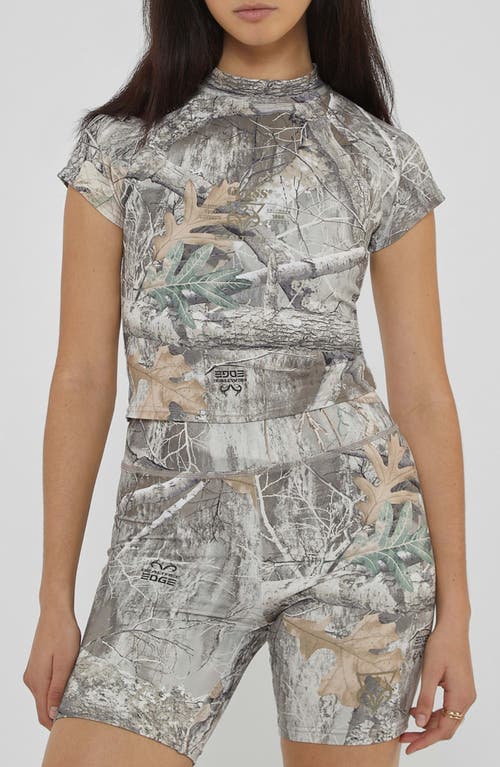 Guess X Realtree Go Stretch Crop Graphic T-shirt In Go Realtree Washed Edge
