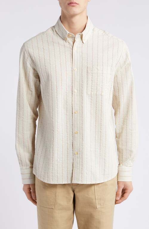 Crest Dove Seersucker Button-Down Shirt in Rubber Stripe