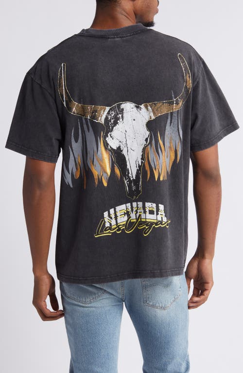 Shop Id Supply Co Nevada Horns Oversize Stonewash Graphic T-shirt In Washed Black