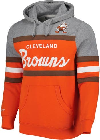 Mitchell & Ness Orange/Heathered Gray Cleveland Browns Head Coach Pullover Hoodie
