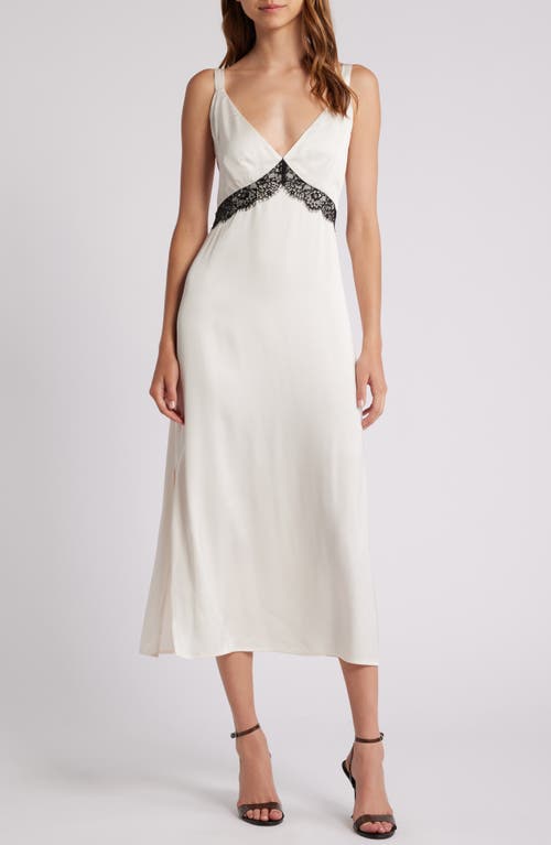 Shop French Connection Ennis Lace Trim Satin Dress In Classic Cream